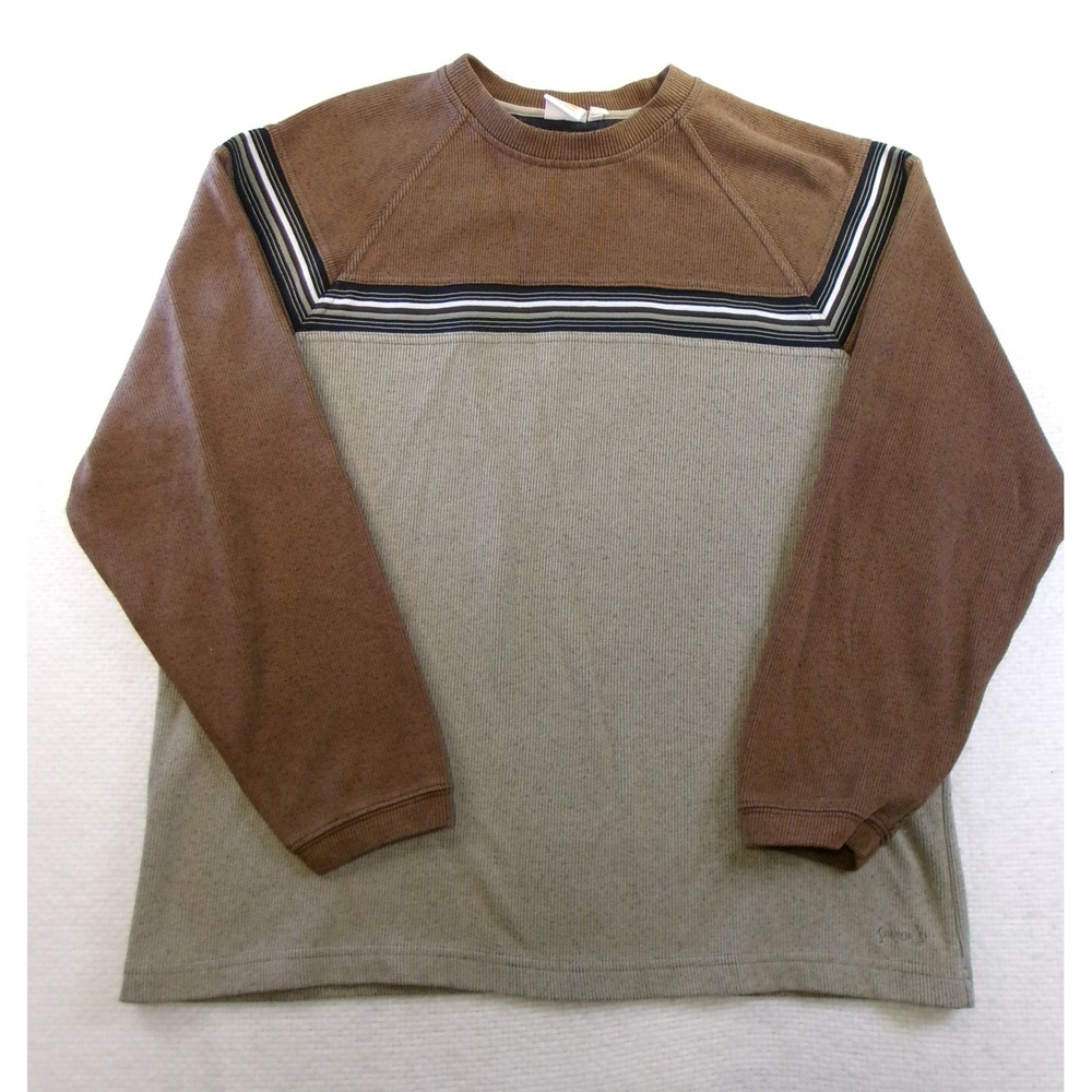 Sideout Pullover Shirt Mens Large Brown Tan Ribbed Knit Y2K Raglan Vintage
